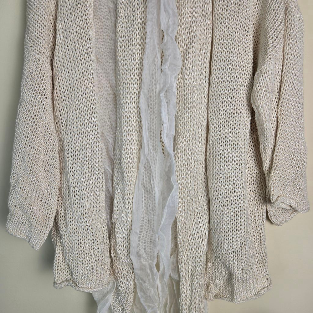 Women's Double U Beige & White Knit Cardigan M - Picture 6 of 12